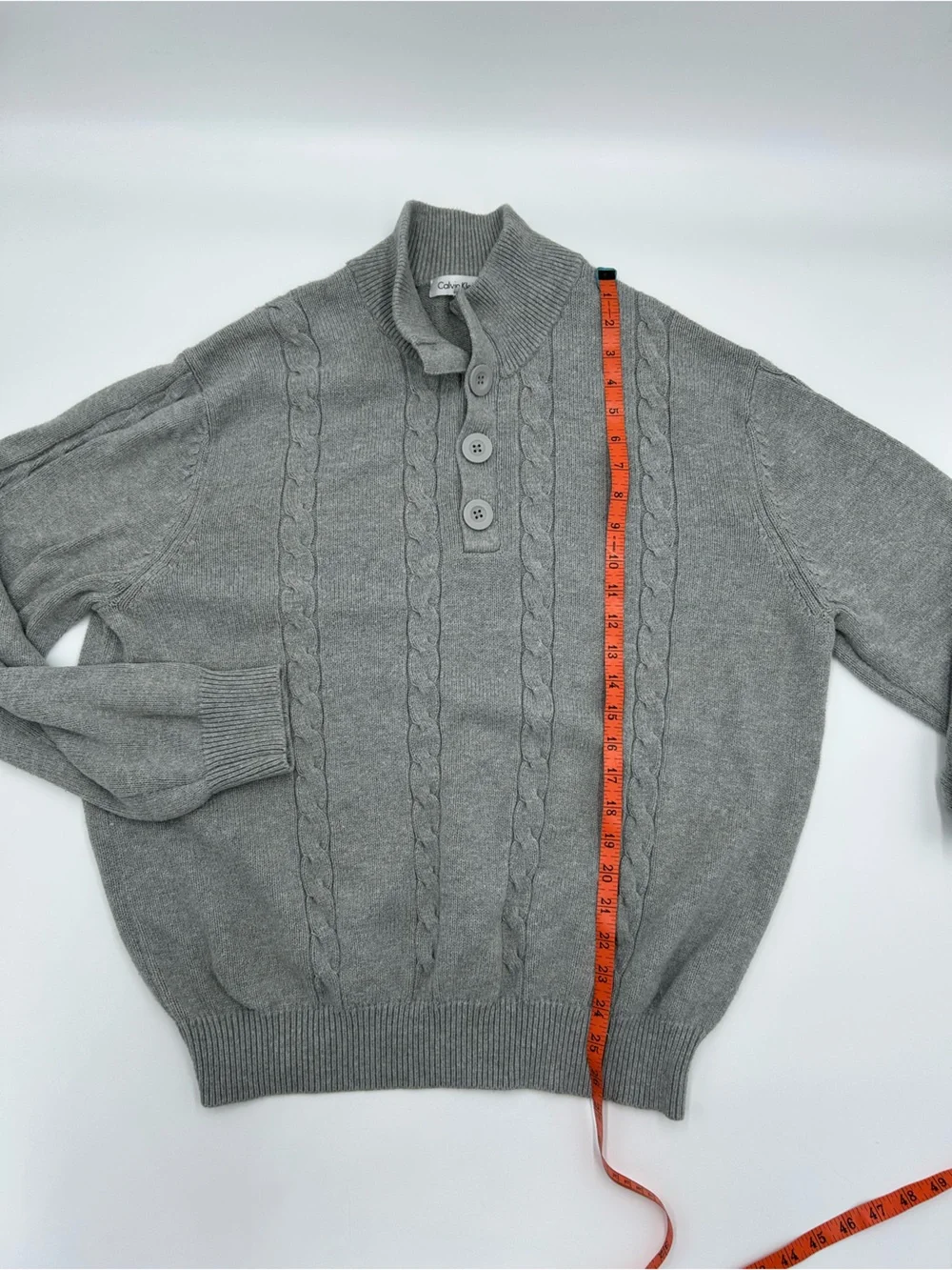 Calvin Klein Men's Gray Cable Knit Turtleneck Sweater